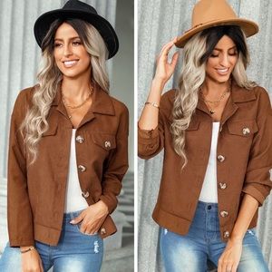 Brown Button Front Corduroy Jacket